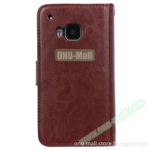 New 9 cards slots Crazy Horse Texture Flip Leather case for HTC One M9 case